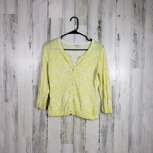 merona yellow, white cardigan sweater S